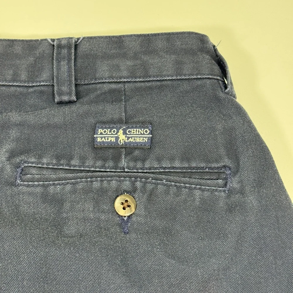 Polo Ralph Lauren Chino Pants Mens 34x34 Navy Blue Pleated Cotton Casual